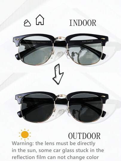 POLASUP 1pc Photochromic Semi-Rimless Polarized Summer Sunglasses Men Classic Travel Frame Sun Glasses Color Changing Fashion Eyewear (Including Anti-Lost Rope And Glasses Cloth) Elegant Sunglasses Sun Glasses Beach Accessories Sun Glasses Sunglasses Shades For Summer Beach Vacation,Outdoor,Travel