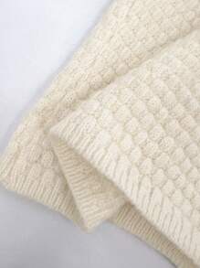 Sweetra Của phụ nữ Kết cấu Chất vải Halter Neck Knit ngọn - Màu be - Xem 7