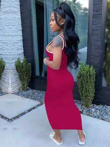 INAWLY Plus Size Women's Summer Sleeveless Round Neck Dress With Pockets