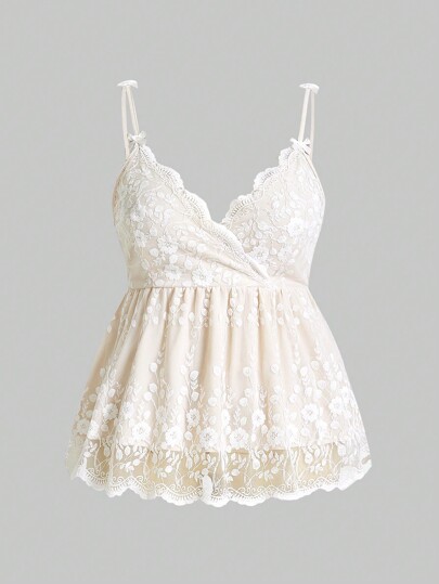 Kawaii Débardeur oversize d'été à col en V, avec broderie florale et ourlet volant, pour l'école