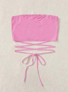 Soleia 女性夏季純色無肩帶短上衣