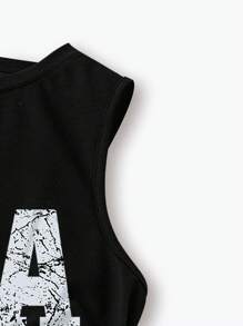 SHEIN LUNE 女士休闲简约独立日旗帜字母印花吊带背心，夏季