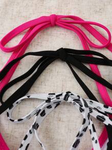 Swim Basics Women's Fashionable Solid Color & Polka Dot Bikini Top For Summer Beach Swimming