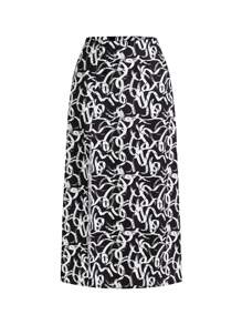 Studio sunshine Women's Printed High Slit Skirt For Summer - Black - View 1