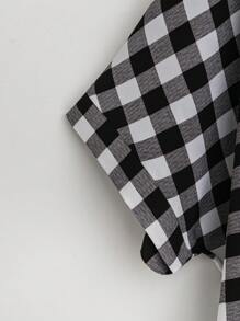 EMERY ROSE Kích thước lớn Kẻ sọc Vòng cổ Ngắn tay Mùa hè Đầm - Đen và trắng - Xem 3