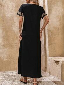 EMERY ROSE 女士定位印花连衣裙 - 黑色 - 查看 2