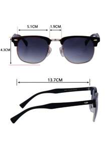 POLASUP 1pc Men's Mixed Metal Frame Polycarbonate PC Lens Coated Reflective Gradient Color Sunglasses, Suitable For Street, Summer, Vacation, Outdoor, Beach, Commute, Classic Retro Traveler, Fashion (Comes With Lanyard, Glasses Case, Cleaning Cloth) - Multicolor - View 7