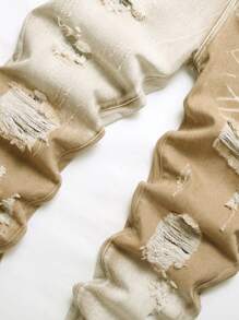 Herren Jeans in Große Größen mit modischem Destroyed-Look und Heavy Wash - Khaki - Übersicht 6