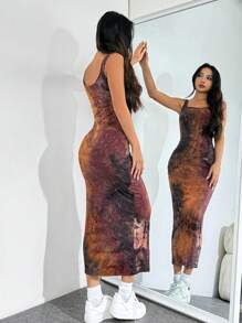 SHEIN EZwear 流行染色背心洋裝,適合音樂節 - 彩色 - 查看 8