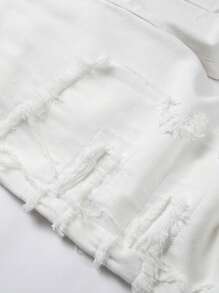 帶口袋的中學男孩磨損休閒牛仔短褲 - 白色 - 查看 3