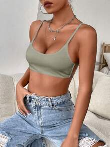 SHEIN BAE 素色吊帶短上衣 - 薄荷綠 - 查看 4