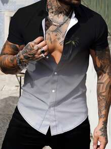 Manfinity Dauomo Herren-kurzarmshirt Mit Farbverlauf - Verschiedenfarbig - Übersicht 1