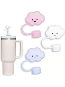 3 Packs Compatible With 30&40 Oz Tumbler, 10mm Cloud Shape Straw Covers Cap, Cute Silicone Cloud Straw Covers, Straw Protectors, Soft Silicone Cloud Shape Straw Lid For 10mm Straws