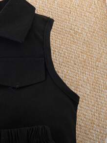 寶寶男孩酷炫運動3入組簡單字母印花短袖t恤、背心和夏季運動褲 - 黑色 - 查看 5