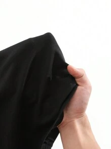 SHEIN Unity 女士夏季休閒椰樹和字母印花短袖t卹 - 黑色 - 查看 4