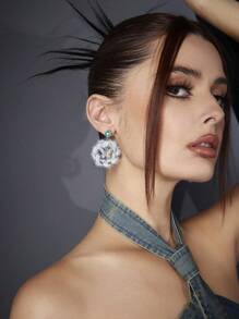 SHEIN ICON Đúng mốt Vật rủ xuống Trang trí Hoa tai Thích hợp Đối với Mặc hàng ngày - Màu xanh nhạt - Xem 4