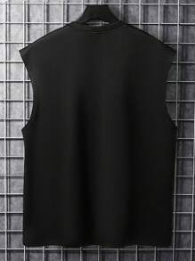 Manfinity Homme Camiseta de tirantes ancha vintage con estampado gráfico de la luna para hombre, ideal para primavera/verano, vacaciones, atuendo para raves, amigos