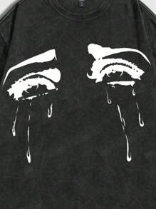 ROMWE MEN Street Life Áo thun nam tay ngắn in họa tiết mắt tuyết, thích hợp mặc hàng ngày vào mùa xuân và mùa hè - Nhiều màu - Xem 3