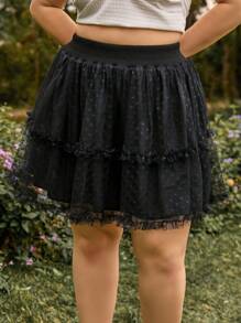 Dreamara 大碼黑色高腰A字裙，覆蓋邊設計，適合浪漫假期、乡村音乐节、沙灘泳裝派對等夏時场合配戴。靈感源自90年代復古蕾絲文藝復興短裙，搭配戶外節日和音乐节等活動，Boho女士衣物配搭、黑色高腰裙、Goth風格、嬌羅人碎花夏季短裙、夏日晚禮裙、百褶手工短裙、夏日下半身穿搭首选 - 黑色 - 查看 3