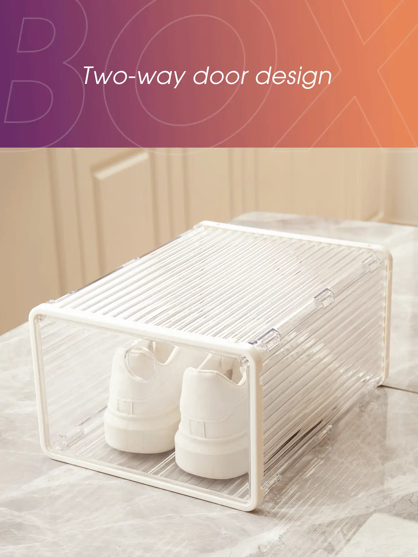 Suricat Foldable Clear Plastic Stackable Shoe Storage Box - Space-Saving Foldable Shoe Rack - Closet Organizer For Sneakers - Transparent Shoe Container With Magnetic Side Opening - Shoe Display And Storage Solution - White - View 4