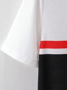Manfinity Homme Men's Letter Print Color Block Polo Shirt - White - View 3