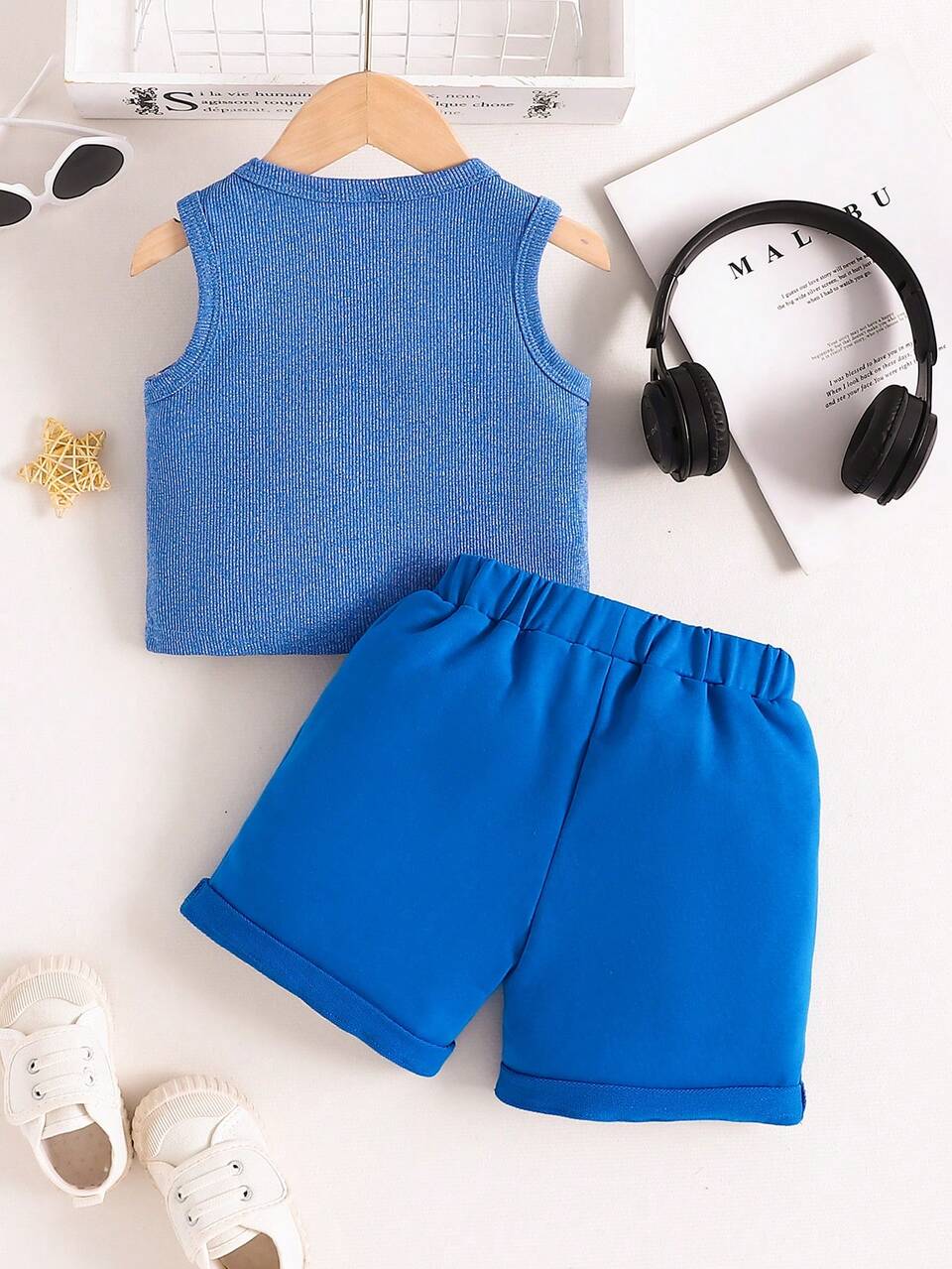 Young Girl 2pcs/Set Casual Sports Sleeveless Top And Letter Print Shorts Fashion Outfit For Summer