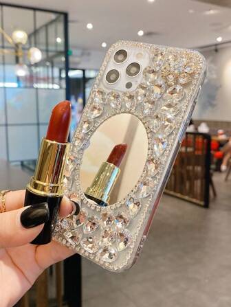 Y2k 水钻装饰镜面水钻手机壳适用于 iPhone15/15Plus/15Pro/15Promax 防水防震防摔防刮