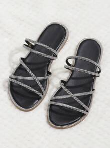 女性平底涼鞋 - 黑色 - 查看 4