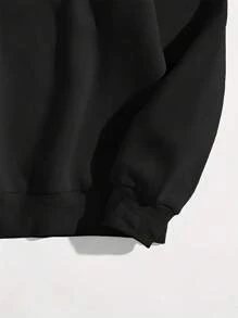 SHEIN EZwear Của phụ nữ Vui In Vòng cổ Áo nỉ - màu đen - Xem 6