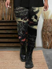 Flirla 大尺碼全長印花緊身褲 - 彩色 - 查看 1