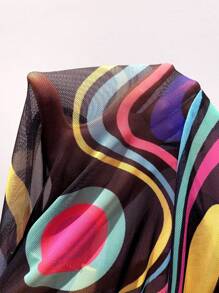 SHEIN ICON Women's Y2k Music Festival Spring Outfits Rave Outfits Sheer Striped Print Long Sleeve Top - Multicolor - View 6