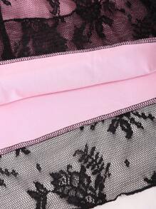 Sweetra 女士對比蕾絲搭接傘袖度假連衣裙