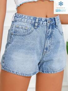 SHEIN Frenchy Women Fashionable Versatile Retro Style Denim Shorts