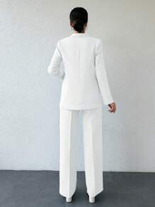 EURMUSE Women's Shawl Collar Long Sleeve Single Button Blazer Jacket And Pants Set