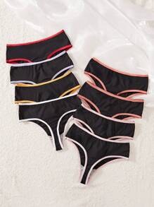 Snug Zone 8pcs Women's Thong Panties With Bow Decoration On The Edge - Multicolor - View 2