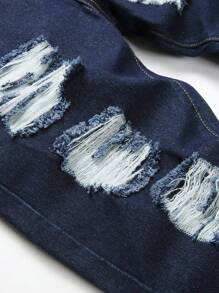 Teen Boy Fashion Ripped Jeans - Dark Wash - View 6