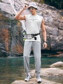 In My Nature Men Letter Print Summer Breathable Outdoor Tank Top - White - View 5