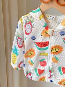 Giacca Con Cappuccio Casual Stampata Con Frutta Divertente Per Bambini Maschi, Perfetta Per I Viaggi - Multicolore - Visualizzare 4
