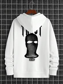 Manfinity EMRG Men's Loose Fit Pattern Printed Thermal Lined Hoodie For Warmth - White - View 2