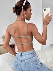 SHEIN BAE 素色吊帶短上衣 - 薄荷綠 - 查看 2