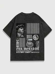 Street Life 男式短袖图案圆领 T 恤，学校 - 黑色 - 查看 1