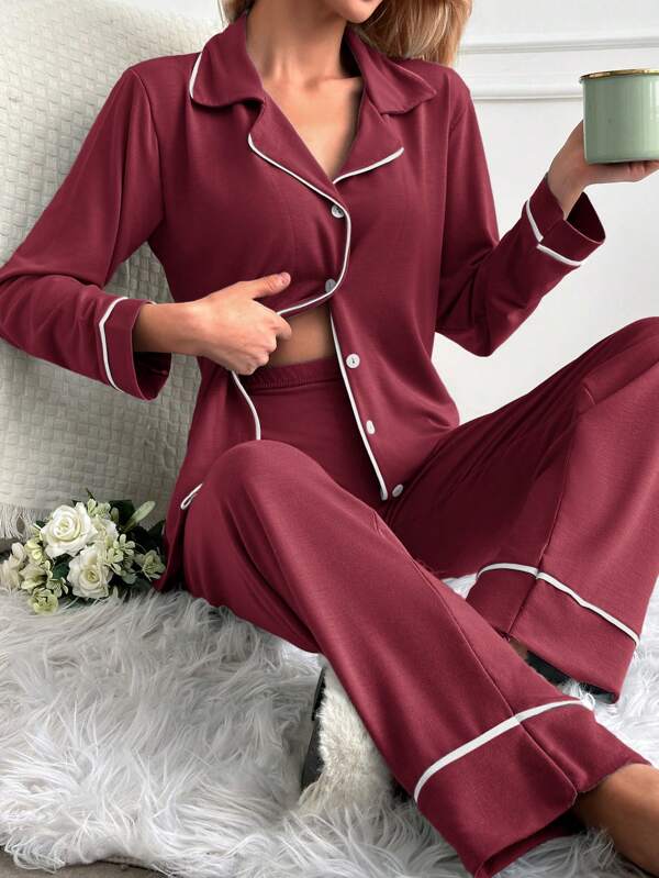 RueChic Conjunto De Pijama Para Mujer Con Detalle De Atadura