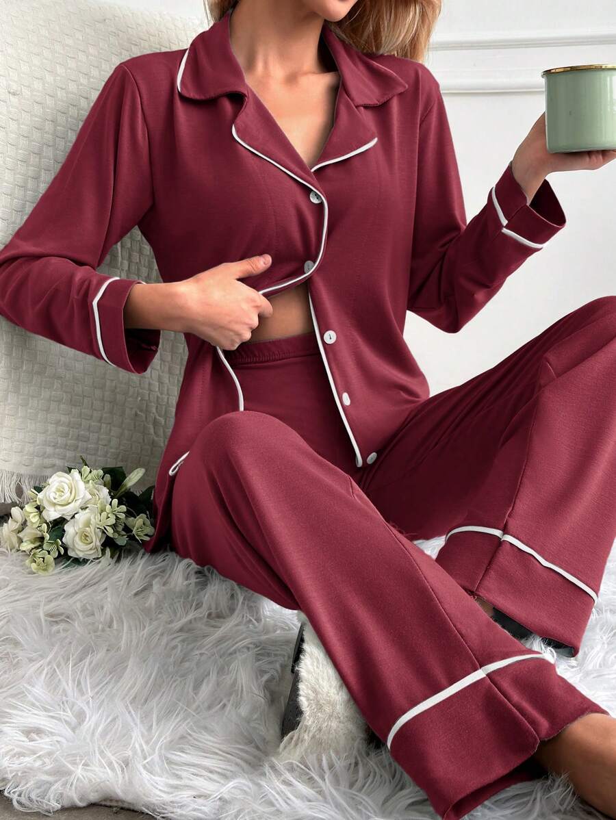 RueChic Conjunto De Pijama Para Mujer Con Detalle De Atadura