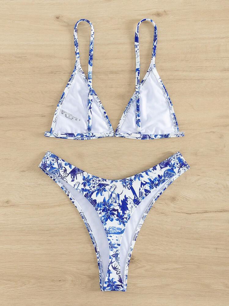 SHEIN Swim 夏季海灘女士花卉印花比基尼套裝，適用於度假 - 彩色 - 查看 2