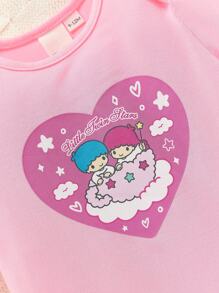 HELLO KITTY AND FRIENDS | SHEIN 女婴可爱粉色连体衣和荷叶边短裤 - 彩色 - 查看 4