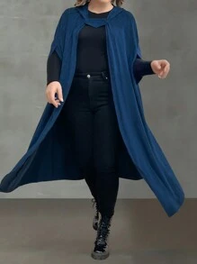 SHEIN LUNE 大尺碼外套 - 藍色 - 查看 3
