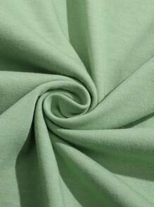 SHEIN LUNE 夏季花卉蝴蝶心形圖案印花休閒圓領t恤 - 橄欖綠 - 查看 3