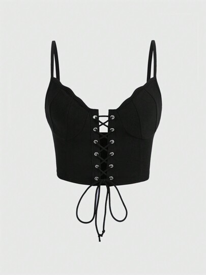 Canotta minimale a tinta unita con lacci da donna per uso quotidiano