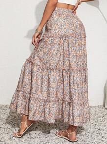 SHEIN VCAY Women's Ditsy Floral Long Skirt For Holiday - Multicolor - View 2