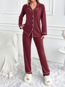 RueChic Conjunto De Pijama Para Mujer Con Detalle De Atadura